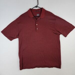 Nike Tiger Woods Polo Shirt Mens XL Red Maroon Striped Dri-Fit Short Sleeve